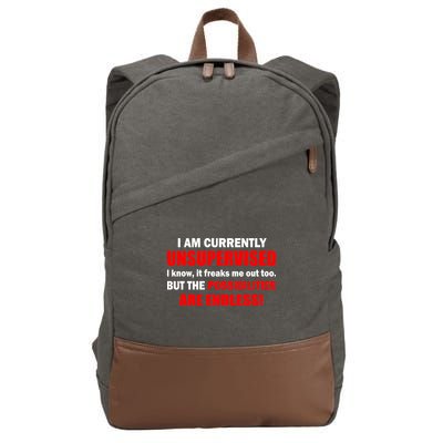 Currently Unsupervised Possibilities Are Endless Cotton Canvas Backpack