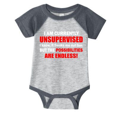 Currently Unsupervised Possibilities Are Endless Infant Baby Jersey Bodysuit