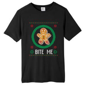 Christmas Ugly Sweater Gingerbread Cookie Funny Bite Me Gift Tall Fusion ChromaSoft Performance T-Shirt