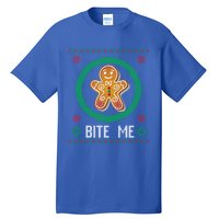 Christmas Ugly Sweater Gingerbread Cookie Funny Bite Me Gift Tall T-Shirt