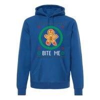 Christmas Ugly Sweater Gingerbread Cookie Funny Bite Me Gift Premium Hoodie