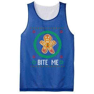 Christmas Ugly Sweater Gingerbread Cookie Funny Bite Me Gift Mesh Reversible Basketball Jersey Tank