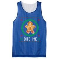 Christmas Ugly Sweater Gingerbread Cookie Funny Bite Me Gift Mesh Reversible Basketball Jersey Tank