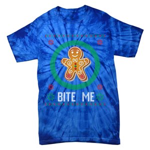 Christmas Ugly Sweater Gingerbread Cookie Funny Bite Me Gift Tie-Dye T-Shirt