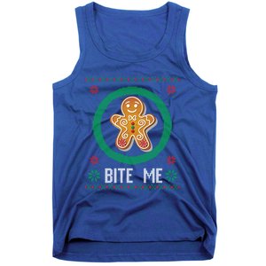 Christmas Ugly Sweater Gingerbread Cookie Funny Bite Me Gift Tank Top