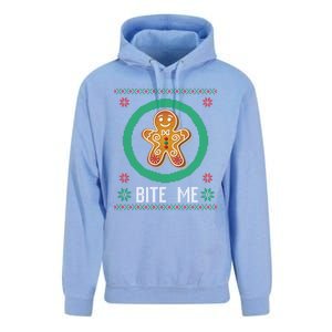 Christmas Ugly Sweater Gingerbread Cookie Funny Bite Me Gift Unisex Surf Hoodie