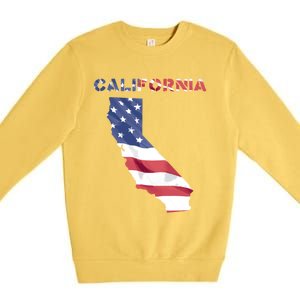 California United States America Patriotic Usa Flag Pride Gift Premium Crewneck Sweatshirt