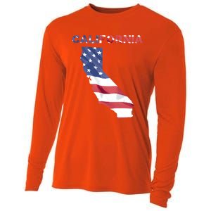 California United States America Patriotic Usa Flag Pride Gift Cooling Performance Long Sleeve Crew