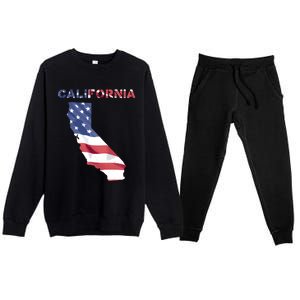 California United States America Patriotic Usa Flag Pride Gift Premium Crewneck Sweatsuit Set