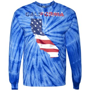 California United States America Patriotic Usa Flag Pride Gift Tie-Dye Long Sleeve Shirt