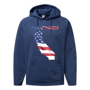 California United States America Patriotic Usa Flag Pride Gift Performance Fleece Hoodie