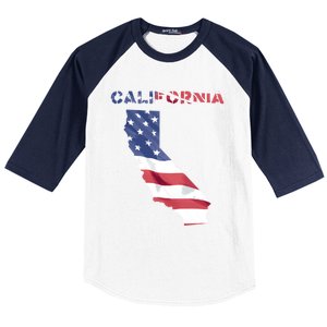 California United States America Patriotic Usa Flag Pride Gift Baseball Sleeve Shirt