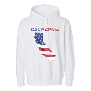 California United States America Patriotic Usa Flag Pride Gift Garment-Dyed Fleece Hoodie