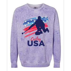 Curling USA Support The USA Flag Curl Clean Colorblast Crewneck Sweatshirt