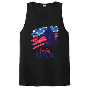 Curling USA Support The USA Flag Curl Clean PosiCharge Competitor Tank