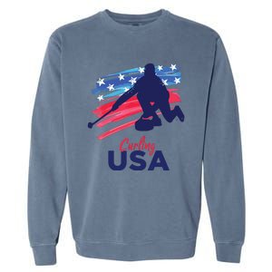 Curling USA Support The USA Flag Curl Clean Garment-Dyed Sweatshirt