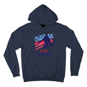 Curling USA Support The USA Flag Curl Clean Hoodie