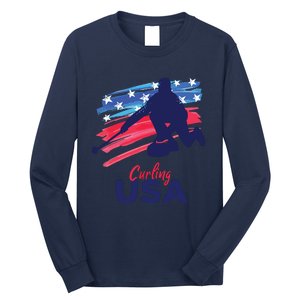 Curling USA Support The USA Flag Curl Clean Long Sleeve Shirt