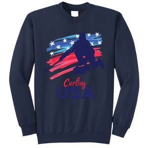 Curling USA Support The USA Flag Curl Clean Sweatshirt