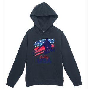 Curling USA Support The USA Flag Curl Clean Urban Pullover Hoodie