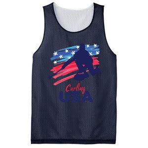 Curling USA Support The USA Flag Curl Clean Mesh Reversible Basketball Jersey Tank