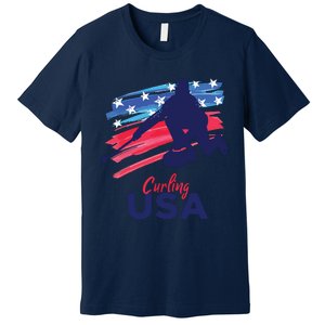 Curling USA Support The USA Flag Curl Clean Premium T-Shirt