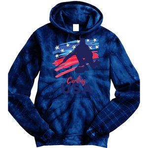 Curling USA Support The USA Flag Curl Clean Tie Dye Hoodie