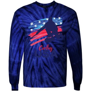 Curling USA Support The USA Flag Curl Clean Tie-Dye Long Sleeve Shirt