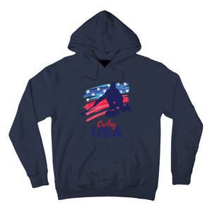 Curling USA Support The USA Flag Curl Clean Tall Hoodie