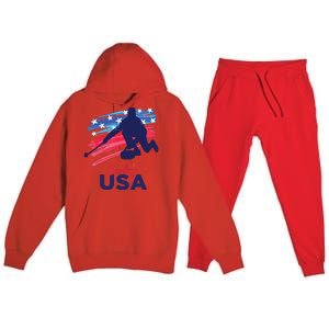 Curling USA Support The USA Flag Curl Clean Premium Hooded Sweatsuit Set