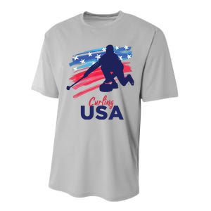 Curling USA Support The USA Flag Curl Clean Performance Sprint T-Shirt