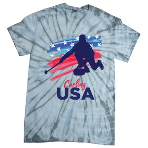 Curling USA Support The USA Flag Curl Clean Tie-Dye T-Shirt