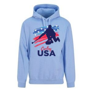 Curling USA Support The USA Flag Curl Clean Unisex Surf Hoodie