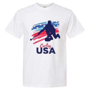 Curling USA Support The USA Flag Curl Clean Garment-Dyed Heavyweight T-Shirt