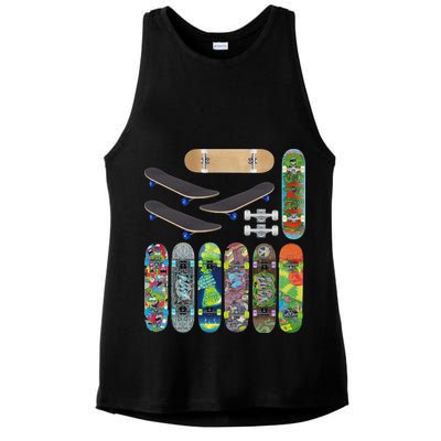 Cool Unique Skateboards Design Mash Up Ladies PosiCharge Tri-Blend Wicking Tank