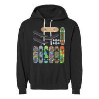 Cool Unique Skateboards Design Mash Up Garment-Dyed Fleece Hoodie