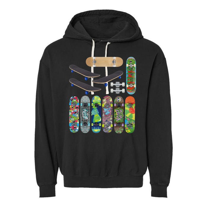 Cool Unique Skateboards Design Mash Up Garment-Dyed Fleece Hoodie