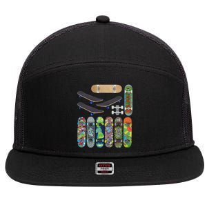 Cool Unique Skateboards Design Mash Up 7 Panel Mesh Trucker Snapback Hat