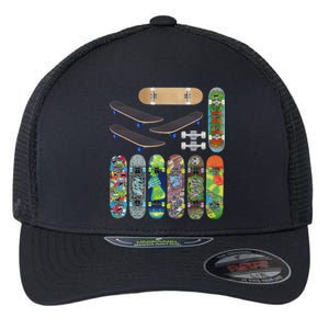 Cool Unique Skateboards Design Mash Up Flexfit Unipanel Trucker Cap