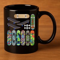 Cool Unique Skateboards Design Mash Up 11oz C Handle Ceramic Mug