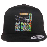 Cool Unique Skateboards Design Mash Up Flatbill Hat
