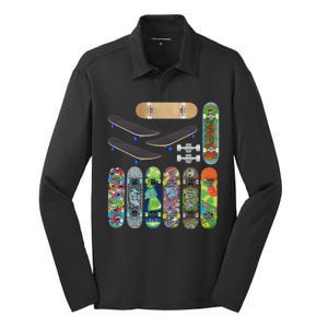 Cool Unique Skateboards Design Mash Up Silk Touch Performance Long Sleeve Polo