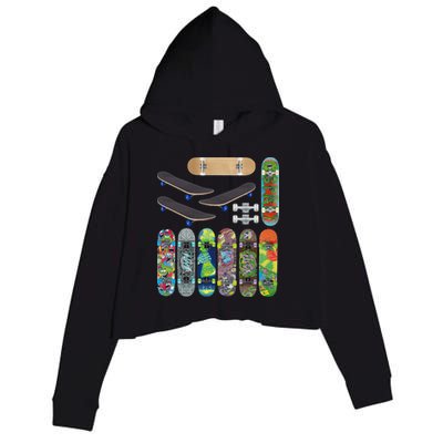 Cool Unique Skateboards Design Mash Up Crop Fleece Hoodie