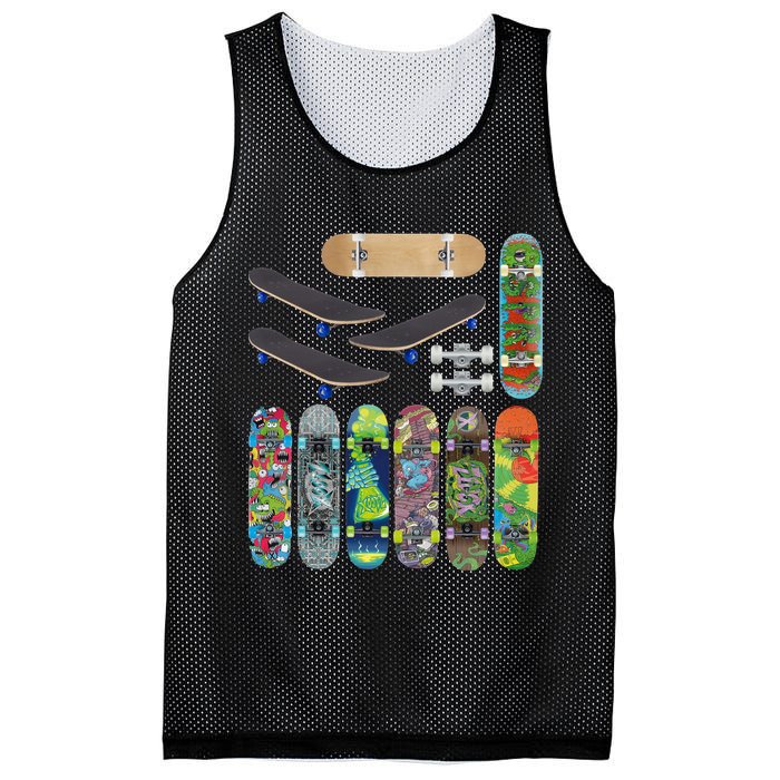 Cool Unique Skateboards Design Mash Up Mesh Reversible Basketball Jersey Tank