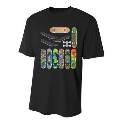 Cool Unique Skateboards Design Mash Up Youth Performance Sprint T-Shirt
