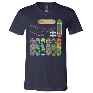 Cool Unique Skateboards Design Mash Up V-Neck T-Shirt