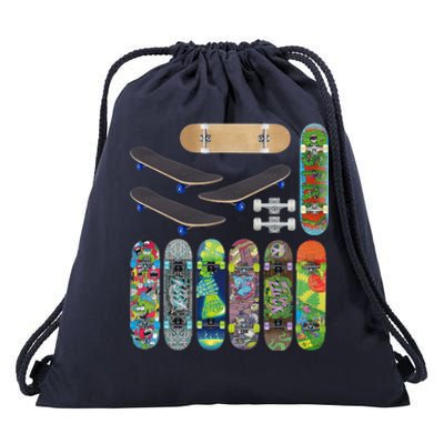 Cool Unique Skateboards Design Mash Up Drawstring Bag