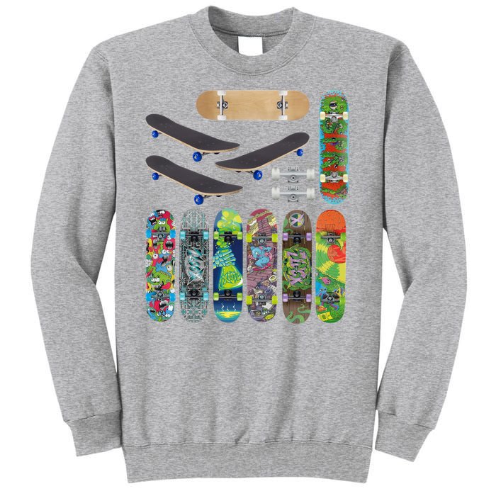 Cool Unique Skateboards Design Mash Up Tall Sweatshirt