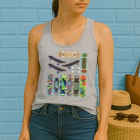 Cool Unique Skateboards Design Mash Up Womens Tank Top