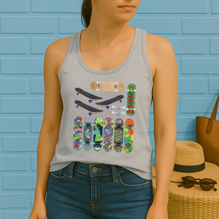 Cool Unique Skateboards Design Mash Up Womens Tank Top
